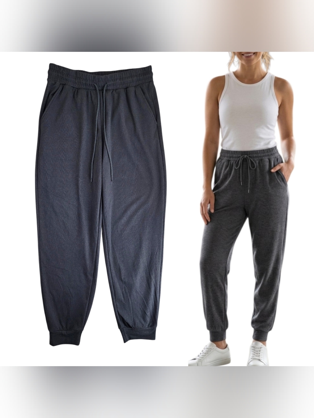 Downtown Motion Women's Charcoal Grey Jogger Sweatpants Lounge & Cozyvibes M